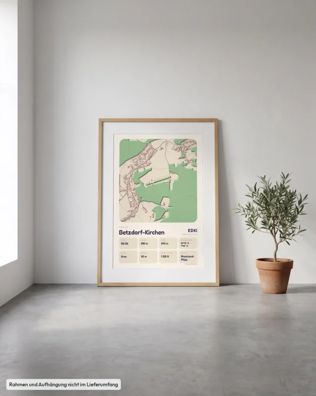 Poster Betzdorf-Kirchen im Stil Clay: Angelehnt – Eiche mit Passepartout, Betonboden