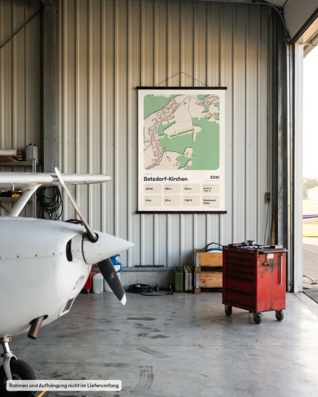 Poster Betzdorf-Kirchen im Stil Clay: Hangar Motorflug – Cessna-Nase, Posterleiste