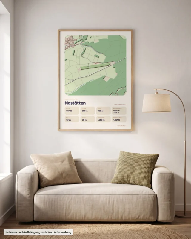 Poster Nastätten im Stil Clay: Wohnzimmer – Sofa, Eiche