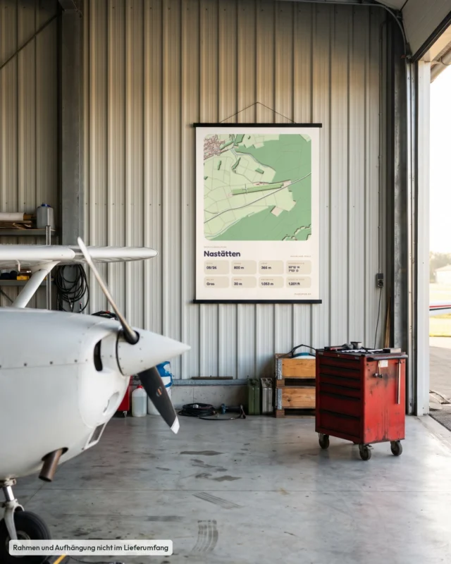 Poster Nastätten im Stil Clay: Hangar Motorflug – Cessna-Nase, Posterleiste