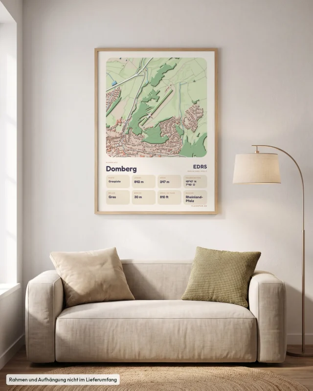 Poster Domberg im Stil Clay: Wohnzimmer – Sofa, Eiche