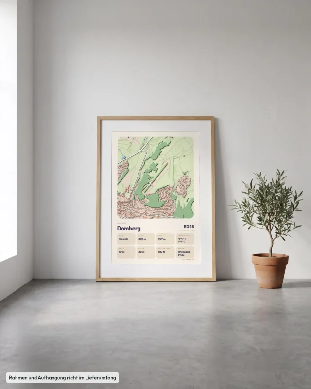 Poster Domberg im Stil Clay: Angelehnt – Eiche mit Passepartout, Betonboden