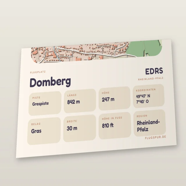 Poster Domberg im Stil Clay: Detailansicht von Name, Kennung, Piste und Koordinaten