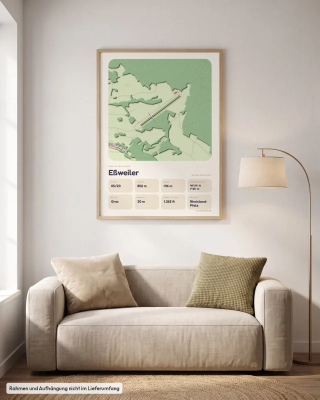 Poster Eßweiler im Stil Clay: Wohnzimmer – Sofa, Eiche