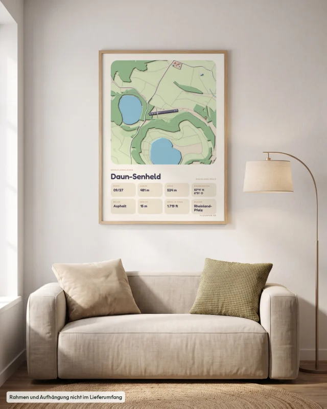 Poster Daun-Senheld im Stil Clay: Wohnzimmer – Sofa, Eiche