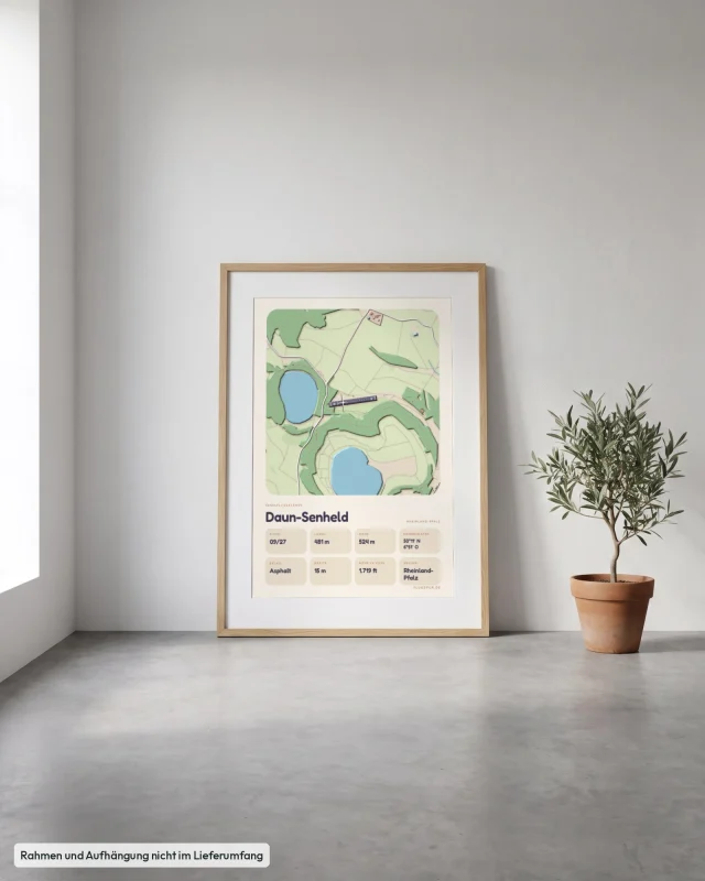 Poster Daun-Senheld im Stil Clay: Angelehnt – Eiche mit Passepartout, Betonboden