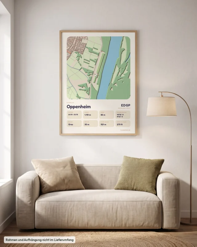Poster Oppenheim im Stil Clay: Wohnzimmer – Sofa, Eiche