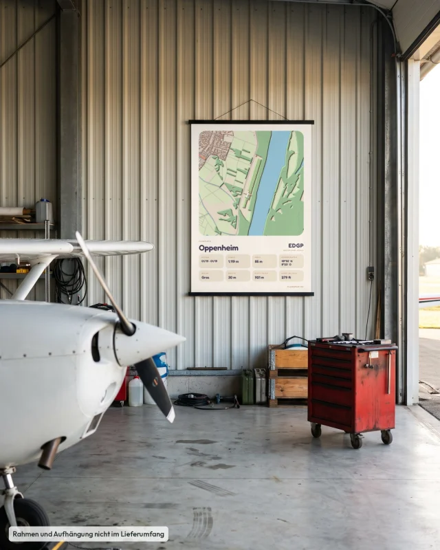 Poster Oppenheim im Stil Clay: Hangar Motorflug – Cessna-Nase, Posterleiste