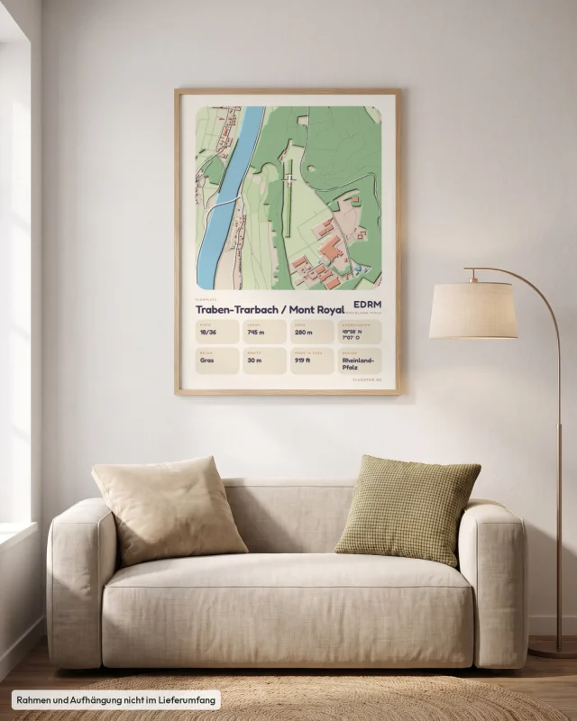 Poster Traben-Trarbach / Mont Royal im Stil Clay: Wohnzimmer – Sofa, Eiche