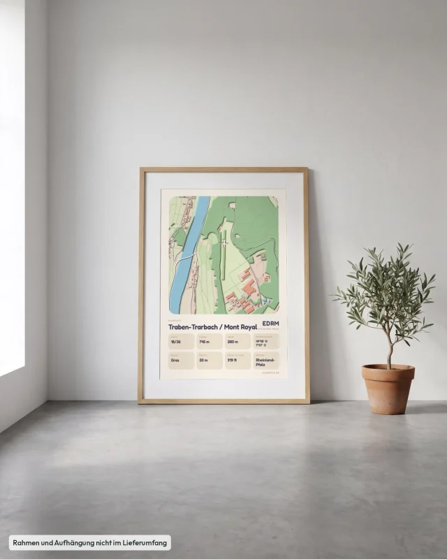 Poster Traben-Trarbach / Mont Royal im Stil Clay: Angelehnt – Eiche mit Passepartout, Betonboden