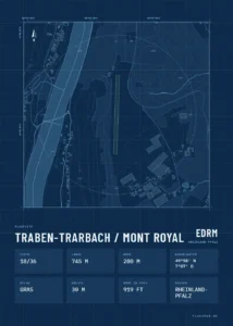 Poster Traben-Trarbach / Mont Royal im Stil Technical