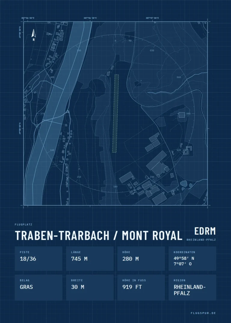 Poster Traben-Trarbach / Mont Royal im Stil Technical