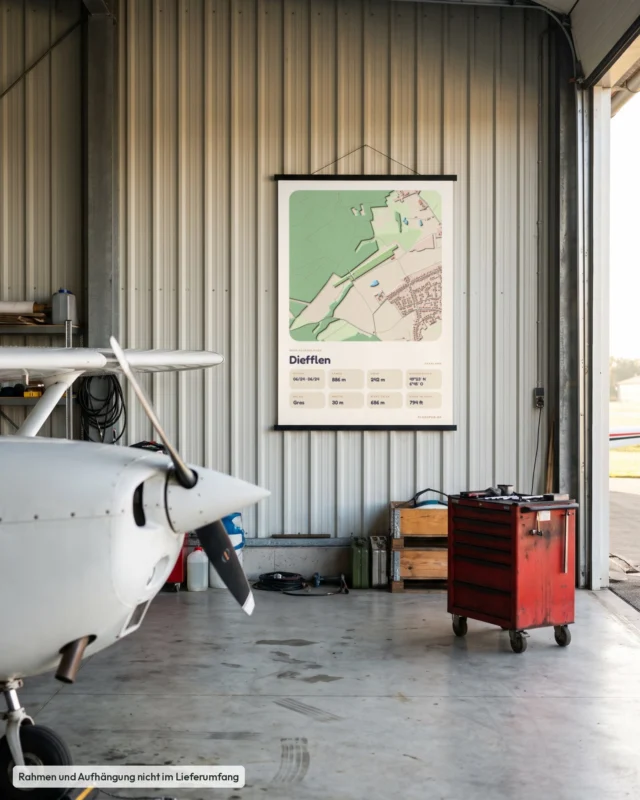 Poster Segelfluggelände Diefflen im Hangar, Stil Clay