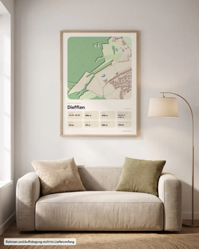 Poster Segelfluggelände Diefflen im Wohnzimmer, Stil Clay