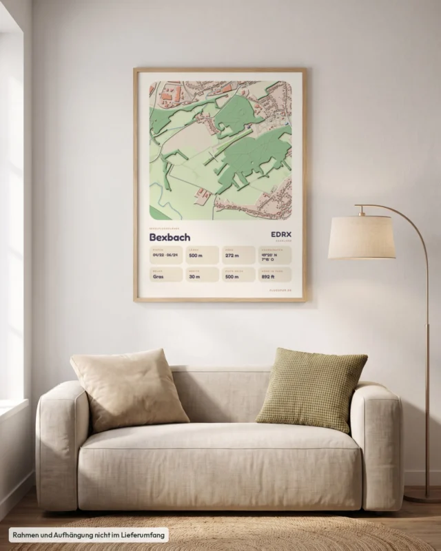 Poster Segelfluggelände Bexbach (EDRX) im Wohnzimmer, Stil Clay