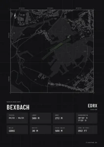 Poster Segelfluggelände Bexbach (EDRX), Stil Technical schwarz