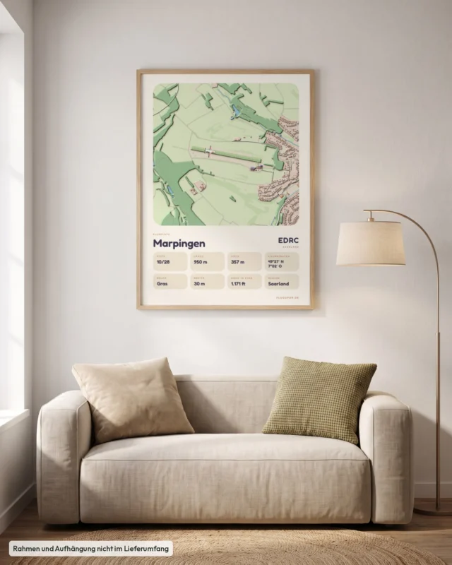 Poster Flugplatz Marpingen (EDRC) im Wohnzimmer, Stil Clay