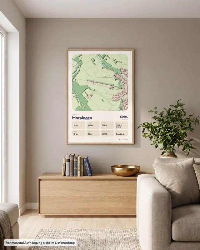 Poster Flugplatz Marpingen (EDRC) im Wohnzimmer, Stil Clay