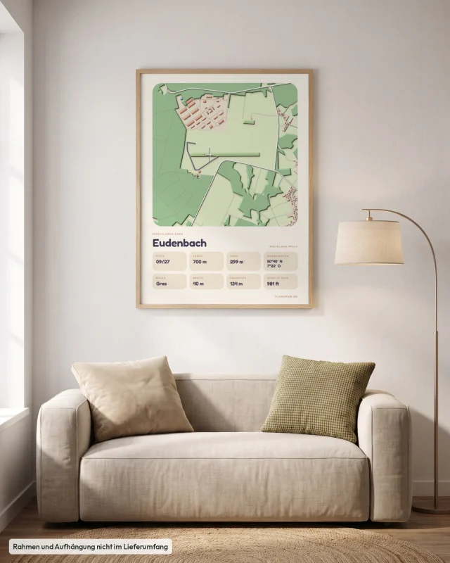Poster Eudenbach im Stil Clay: Wohnzimmer – Sofa, Eiche