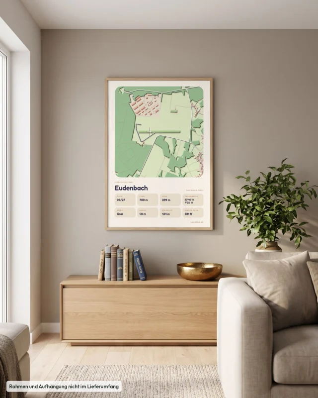 Poster Eudenbach im Stil Clay: Wohnzimmer – Sideboard mit Fliegerbüchern, Eiche