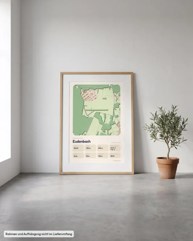 Poster Eudenbach im Stil Clay: Angelehnt – Eiche mit Passepartout, Betonboden