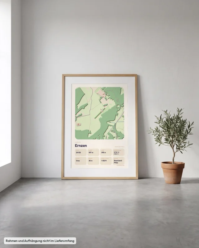 Poster Ernzen im Stil Clay: Angelehnt – Eiche mit Passepartout, Betonboden