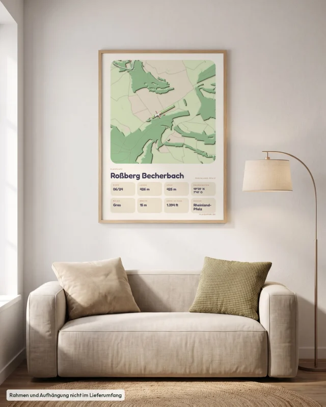 Poster Roßberg Becherbach im Stil Clay: Wohnzimmer – Sofa, Eiche