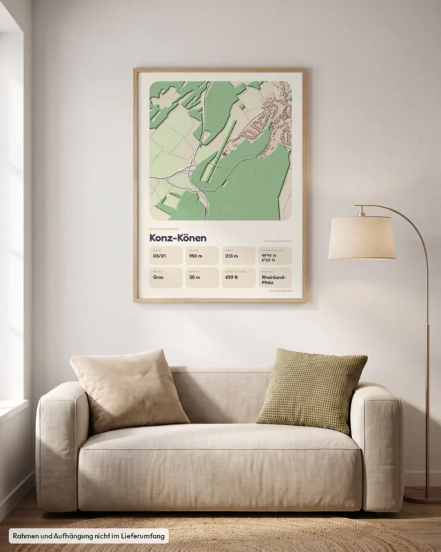 Poster Segelfluggelände Konz-Könen im Wohnzimmer, Stil Clay