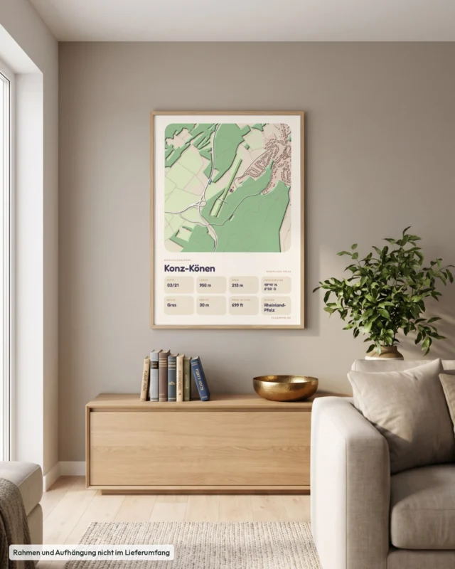 Poster Segelfluggelände Konz-Könen im Wohnzimmer, Stil Clay
