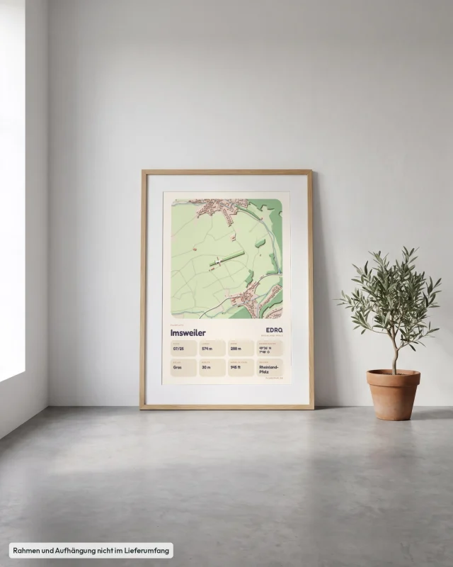 Poster Imsweiler im Stil Clay: Angelehnt – Eiche mit Passepartout, Betonboden