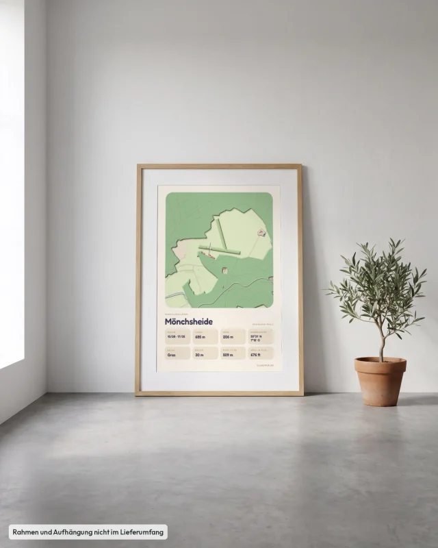 Poster Mönchsheide im Stil Clay: Angelehnt – Eiche mit Passepartout, Betonboden