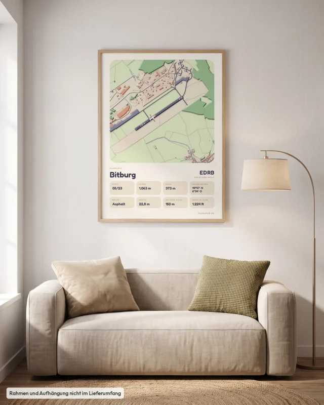 Poster Bitburg im Stil Clay: Wohnzimmer – Sofa, Eiche