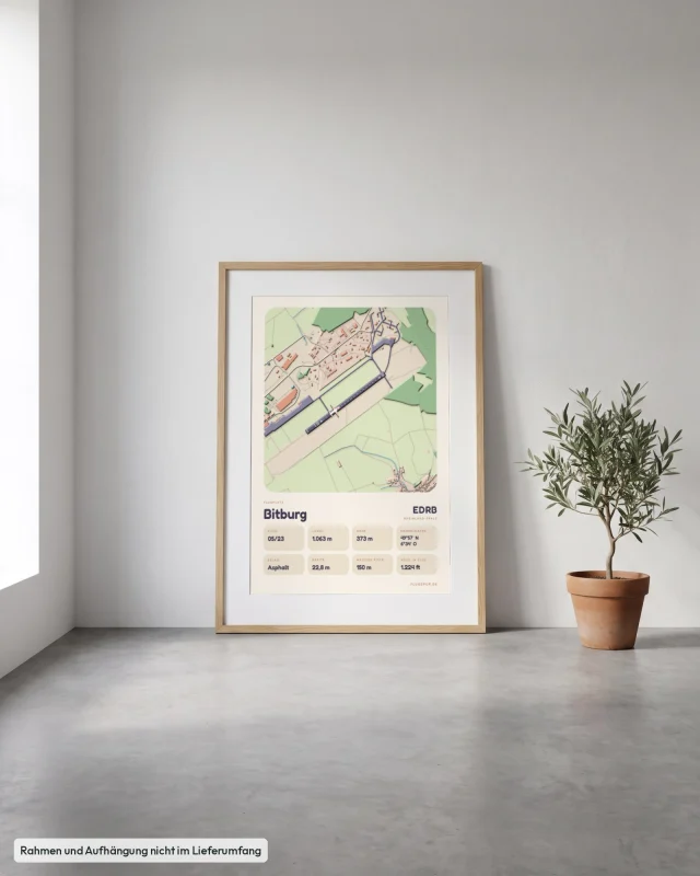 Poster Bitburg im Stil Clay: Angelehnt – Eiche mit Passepartout, Betonboden
