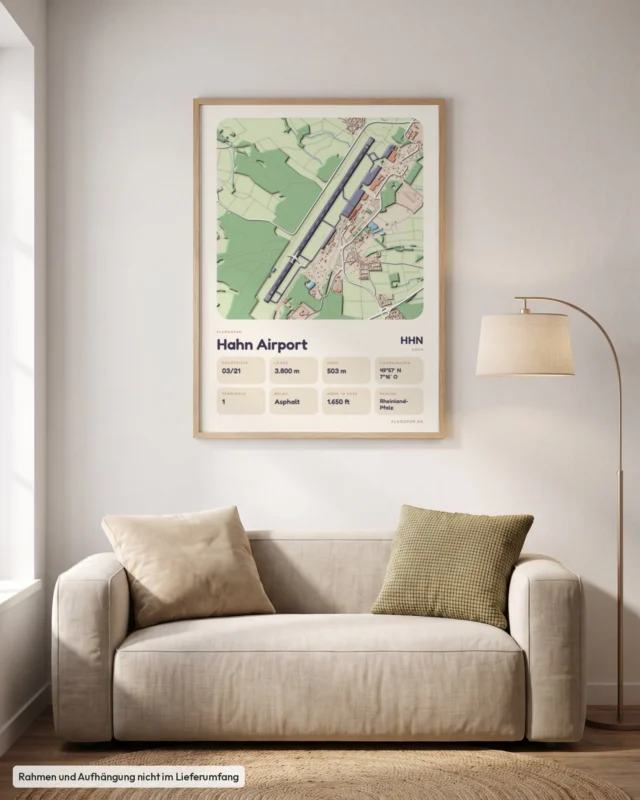 Poster Flughafen Hahn (HHN/EDFH) im Wohnzimmer, Stil Clay