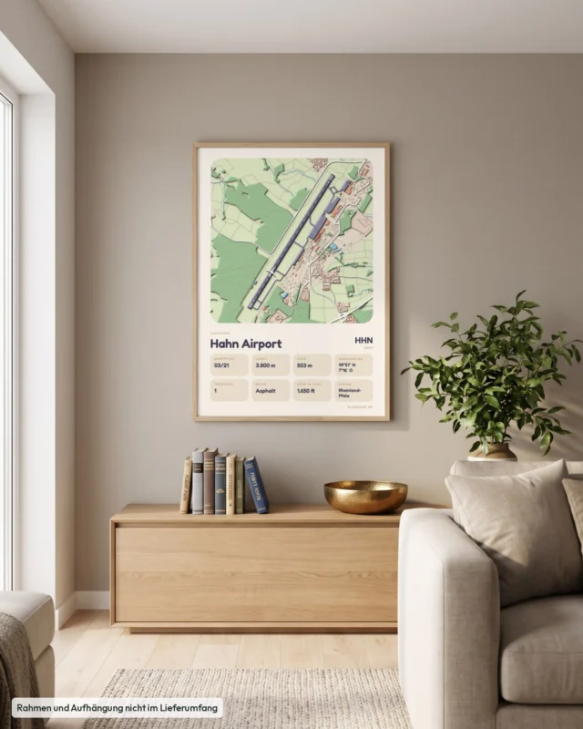 Poster Flughafen Hahn (HHN/EDFH) im Wohnzimmer, Stil Clay
