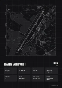 Poster Flughafen Hahn (HHN/EDFH), Stil Technical schwarz
