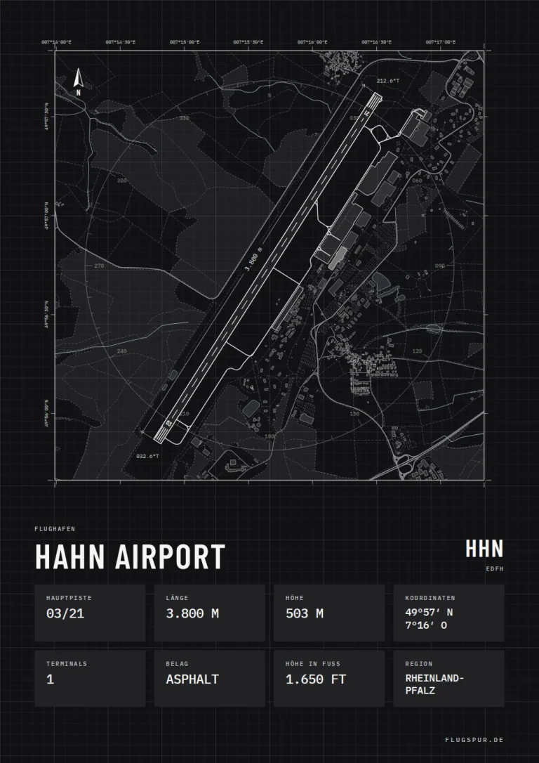 Poster Flughafen Hahn (HHN/EDFH), Stil Technical schwarz