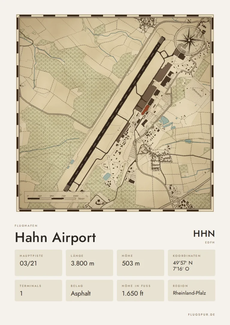 Poster Flughafen Hahn (HHN/EDFH), Stil Vintage