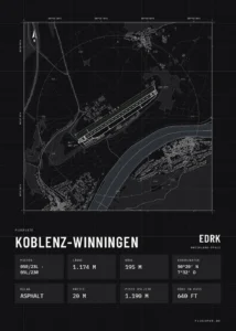 Poster Koblenz-Winningen im Stil Technical schwarz