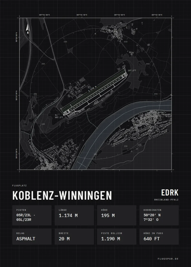 Poster Koblenz-Winningen im Stil Technical schwarz