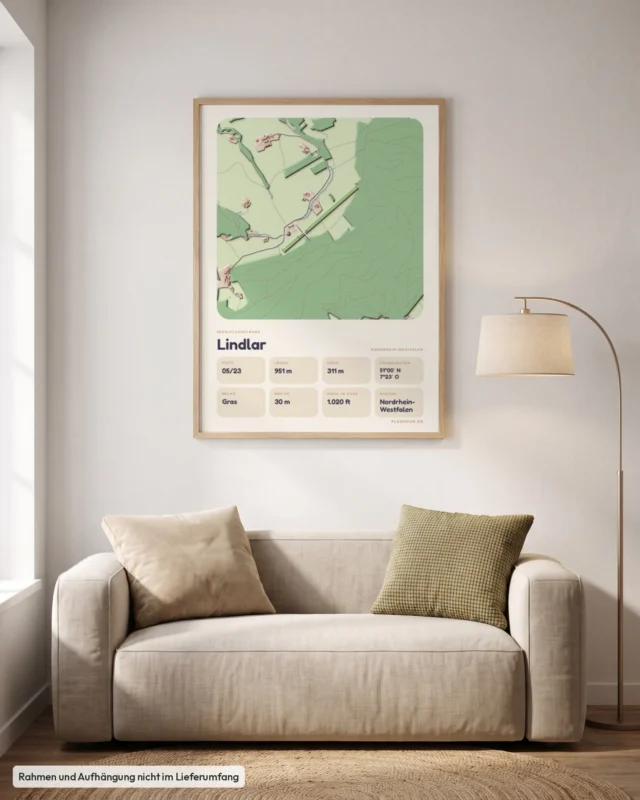 Poster Lindlar im Stil Clay: Wohnzimmer – Sofa, Eiche