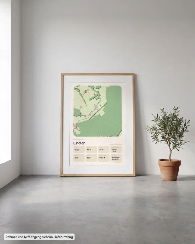 Poster Lindlar im Stil Clay: Angelehnt – Eiche mit Passepartout, Betonboden