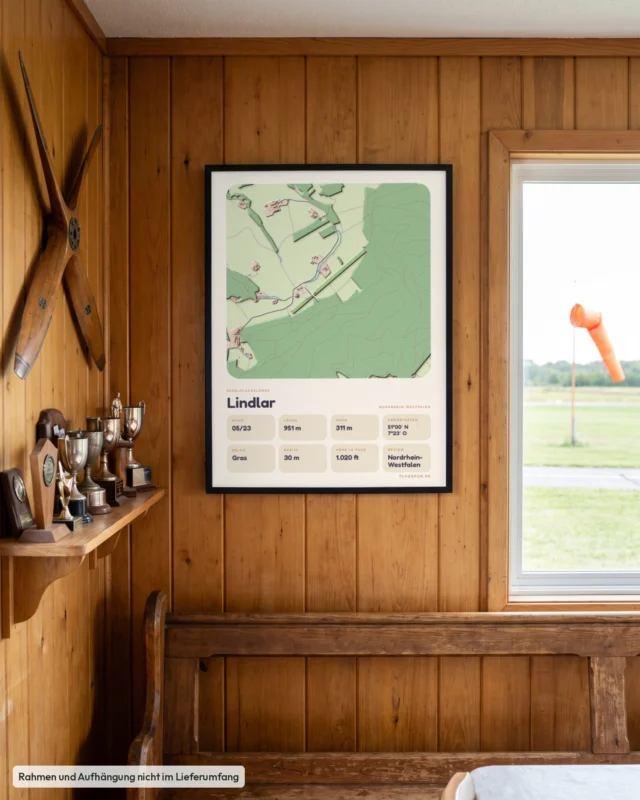 Poster Lindlar im Stil Clay: Clubheim – Holzwand, Propeller, Windsack