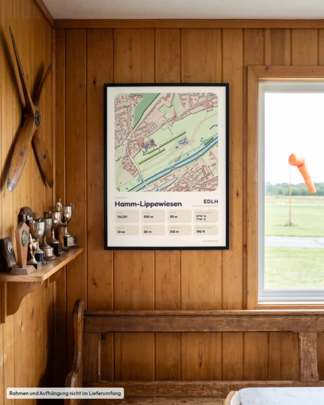 Poster Flugplatz Hamm-Lippewiesen (EDLH) im Clubheim, Stil Clay