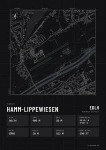 Poster Flugplatz Hamm-Lippewiesen (EDLH), Stil Technical schwarz