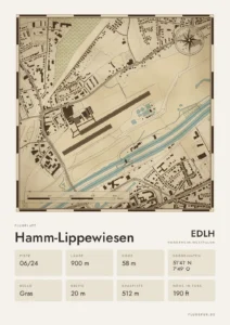 Poster Flugplatz Hamm-Lippewiesen (EDLH), Stil Vintage