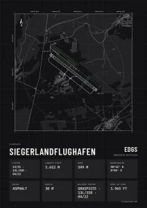 Poster Siegerlandflughafen im Stil Technical schwarz