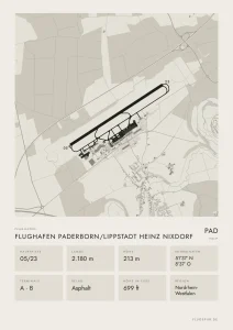 Poster Flughafen Paderborn/Lippstadt (PAD/EDLP), Stil Minimal