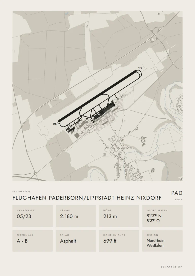Poster Flughafen Paderborn/Lippstadt (PAD/EDLP), Stil Minimal