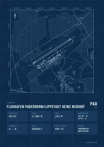 Poster Flughafen Paderborn/Lippstadt (PAD/EDLP), Stil Technical
